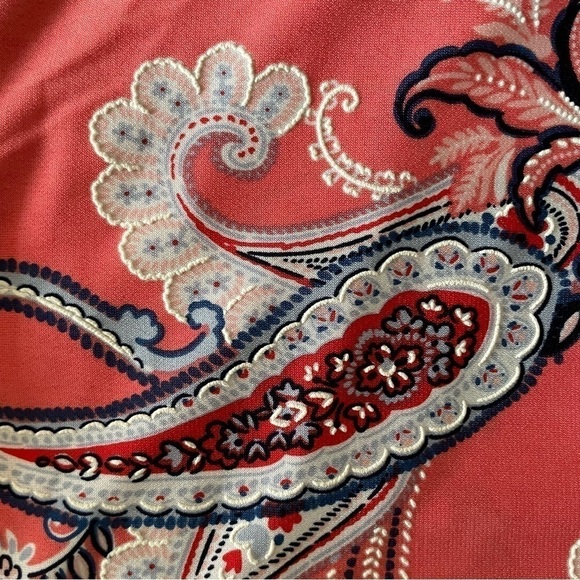 STUDIO One 3/4 Bell Sleeves Paisley Print Shift Crew Neck Midi Dress Size Medium - Picture 9 of 11